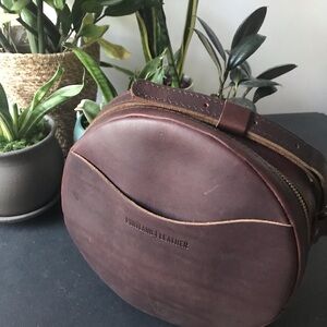 Portland Leather Goods Cognac Large Circle Crossbody Bag